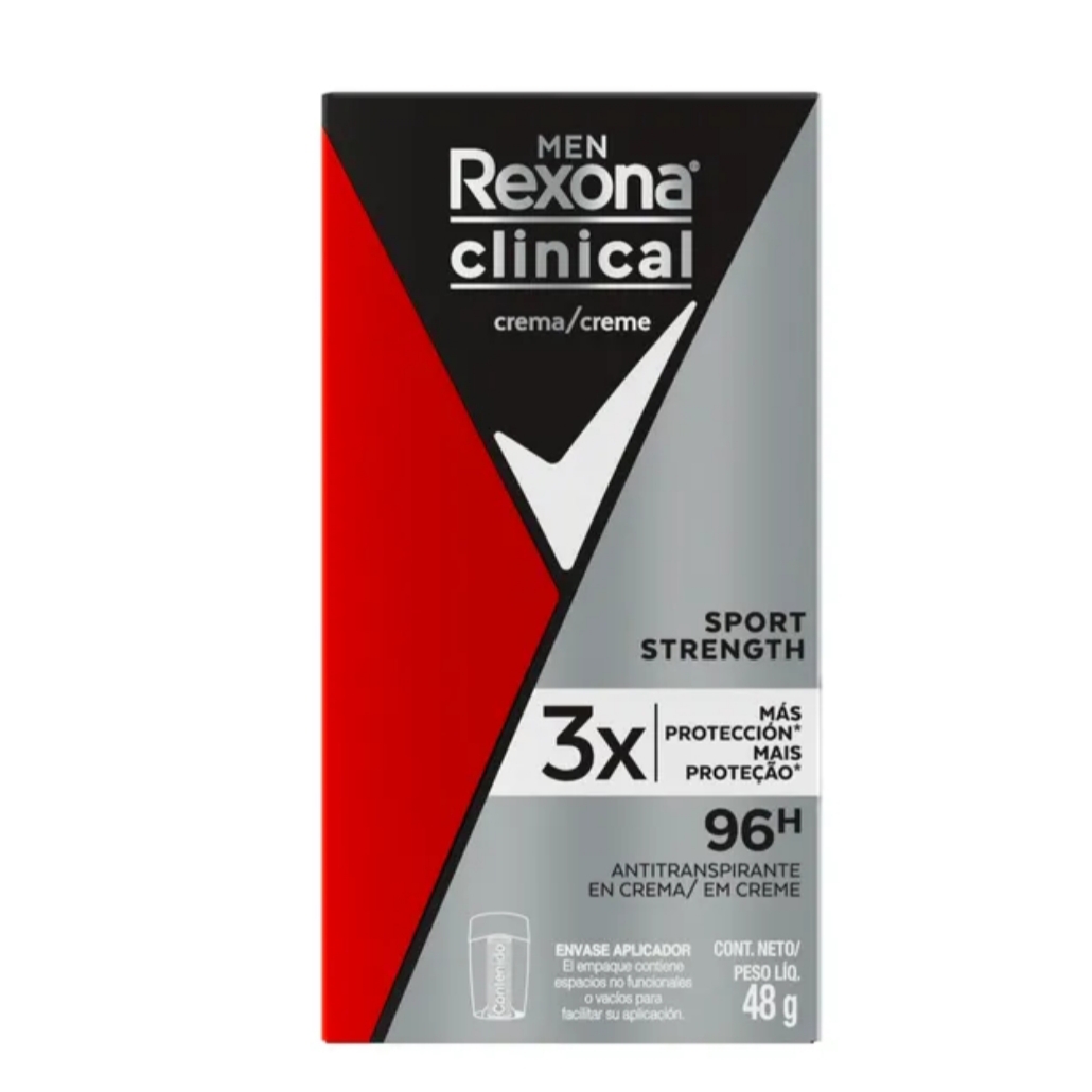 DESODORANTE EN BARRA ANTITRANSPIRANTE REXONA CLINICAL MEN x48GR SPORT STRENGTH