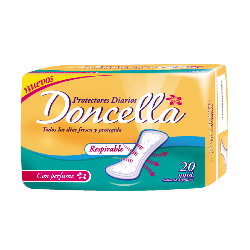 PROTECTORES DIARIOS DONCELLA x20U ANATOMICOS SIN ALAS CON PERFUME