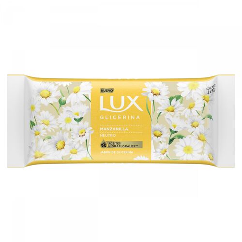 JABON DE TOCADOR LUX GLICERINA x3x90GR MANZANILLA NEUTRO