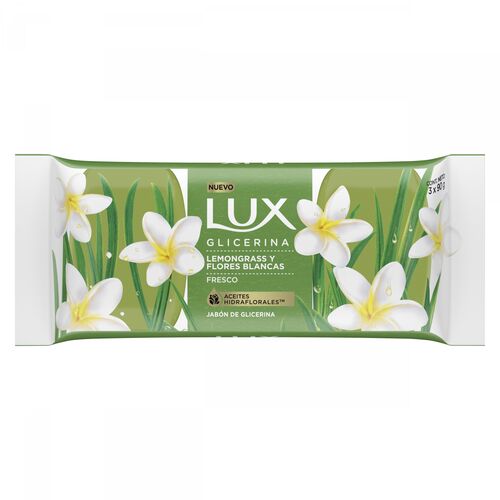 JABON DE TOCADOR LUX GLICERINA x3x90GR LEMONGRASS Y FLORES BLANCAS